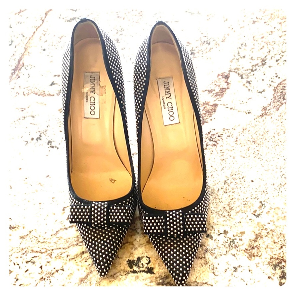 Jimmy Choo Stunning Silver Studded Heels 🤍